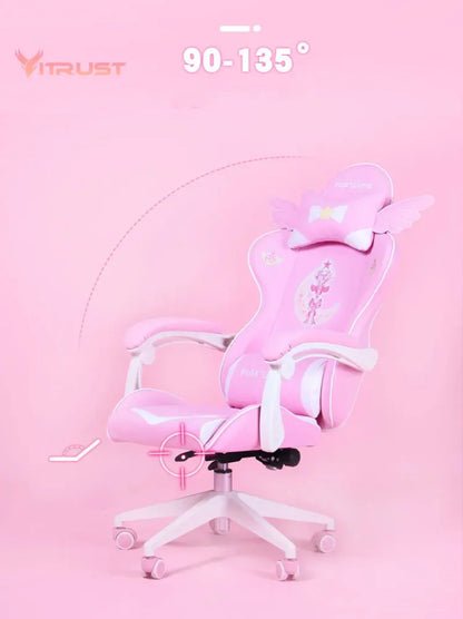 Pink Gaming Chairs for Girl Magic Comfortable Anchor Live Chair Gaming Chair Cute Pink Gaming Chair