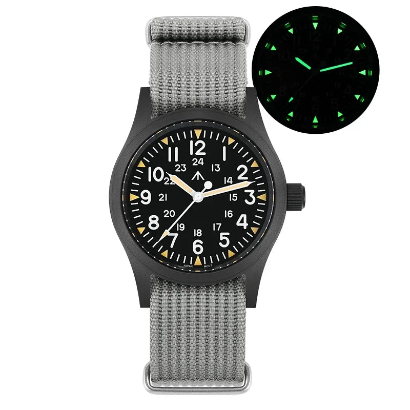Militado ML05 38mm Men Watch VH31 Quartz Military Watches Domed Sapphire AR Coating 100m Waterproof Stainless Steel Wristwatch