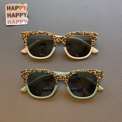 New Children Vintage Leopard Print Square Sunglasses UV400 Outdoor Fashion Girls Boys Protection Sunglass Kids Sun Glasses