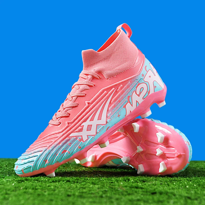Chaussures de football pour hommes et femmes, chaussures de sport à crampons longs, idéales pour les étudiants, les matchs et l'entraînement.