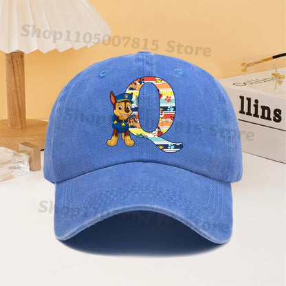Paw Patrol Fashion Baseball Cap for Men Women Cartoon Letter A-Z Printed Peaked Caps Male Female Summer Hip Hop Sunshade Hat