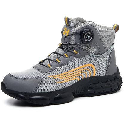 Bottes de sécurité de travail montantes pour hommes, chaussures de protection indestructibles à bout en acier, bouton rotatif, chaussures de travail de sécurité