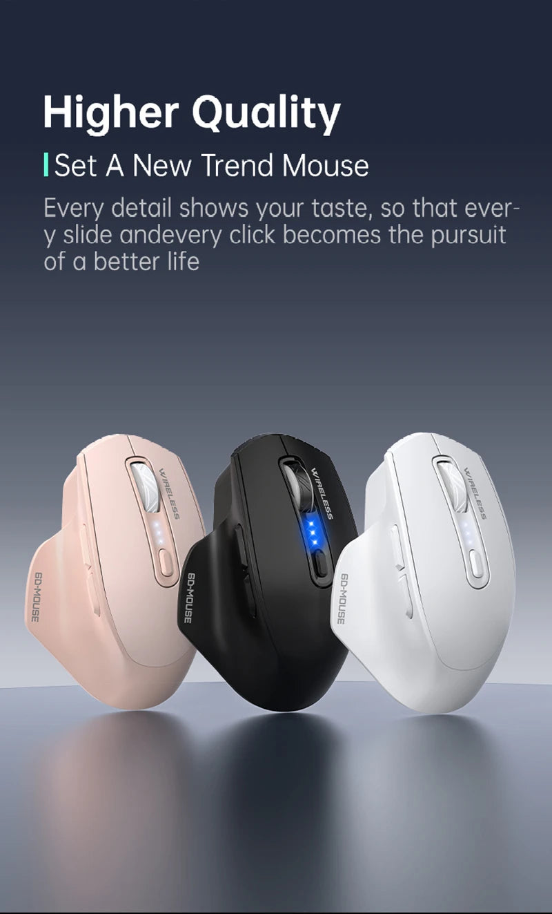 Wireless Tri-Mode Gaming Mouse 2.4G Dual Receiver Bluetooth With Battery Level Display Portable Universal Office Mouse