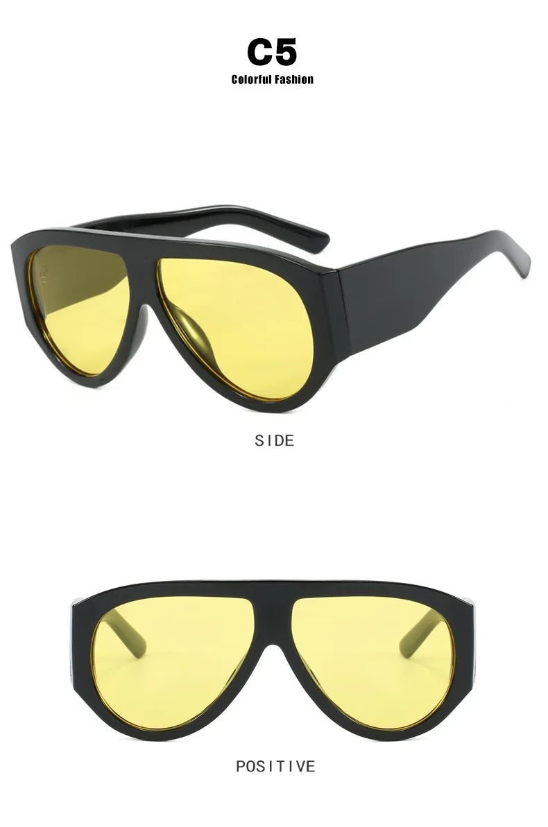 Oversized Pilot Sunglasses Women Fashion 2026 Luxury Big Frame One Piece Gradient Sunglasses Retro Classic Thick Shades