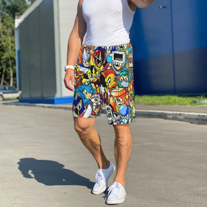 Custom Megaman Video Game Mega Man Short Pajama Pants Men Sleepwear Sleep Lounge Bottom Shorts Sleeping Pants