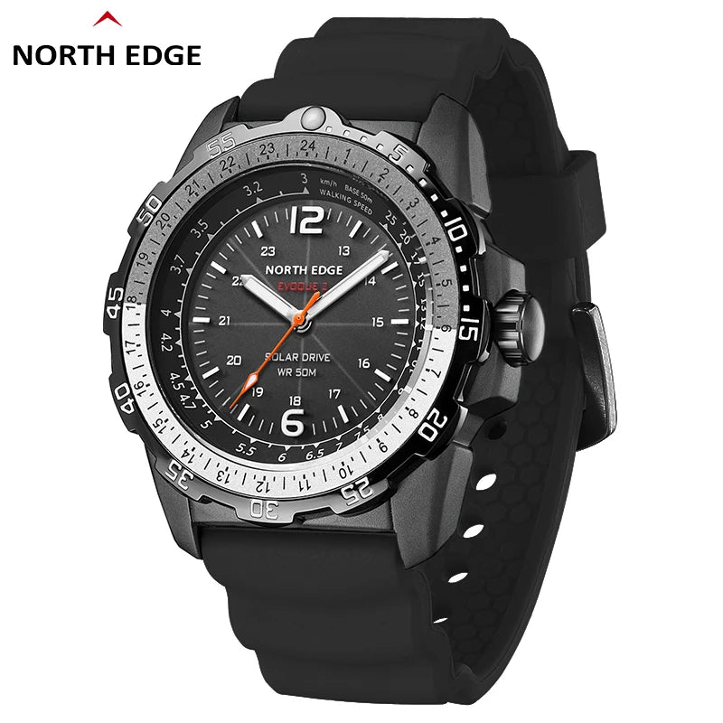 NORTH EDGE EVOQUE 2 Men Digital Military Watch Waterproof 50M Men's Sport Wristwatches Solar Power Luminous Enviormentally Clock