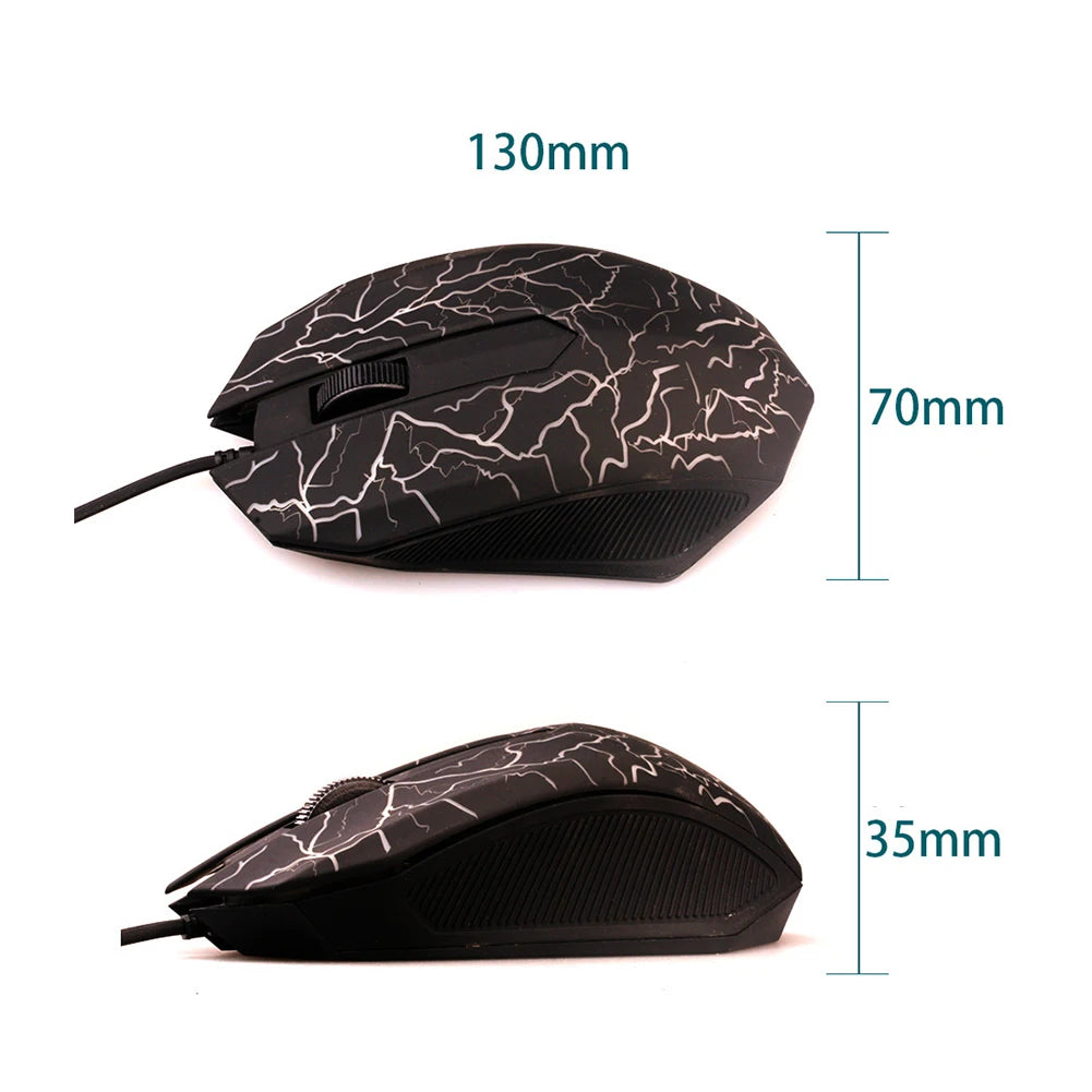 Herní myš 2400 DPI s USB kabelem, LED podsvícením, profesionální myš pro hráče, ergonomická počítačová myš pro PC, notebook a Macbook