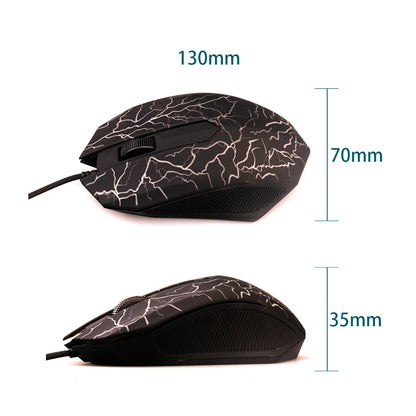 Herní myš 2400 DPI s USB kabelem, LED podsvícením, profesionální myš pro hráče, ergonomická počítačová myš pro PC, notebook a Macbook