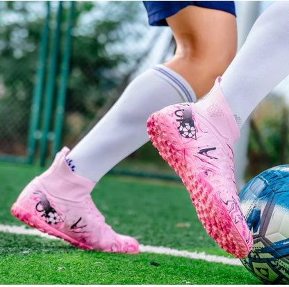 Chaussures de Football pour hommes et femmes, chaussures d'extérieur AG/FG, bottes de Football respirantes, ultralégères, antidérapantes, chaussures d'entraînement de Futsal