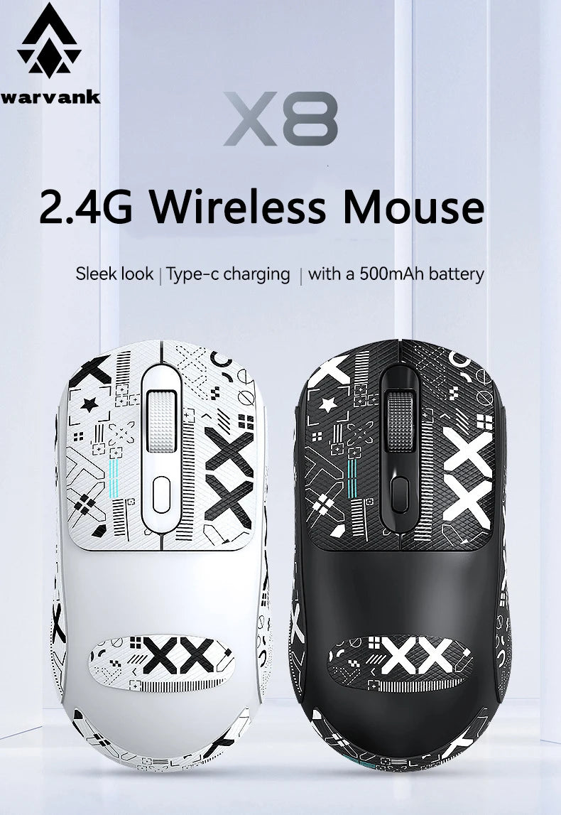 Безжична геймърска мишка Warvank X8, 500 mAh, презареждаема чрез TYPE-C, офис мишка, подходяща за лаптопи и настолни компютри