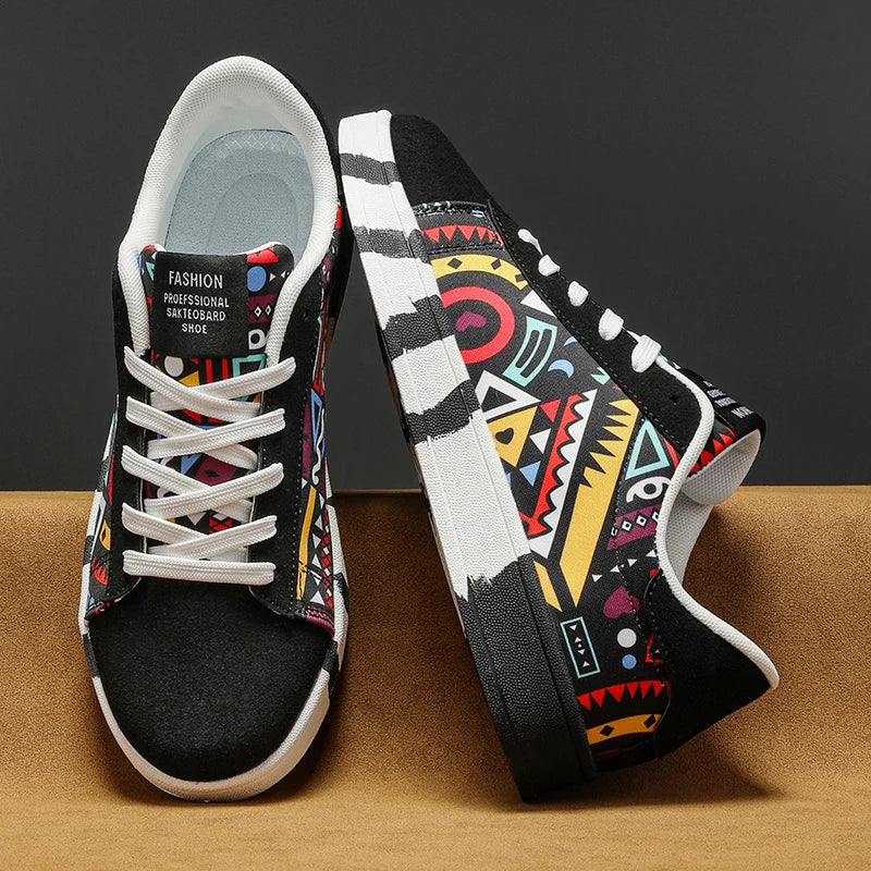 YRZL skateboard-sko til mænd, sneakers i kanvas, afslappede og åndbare gåsko, lette flade sko til mænd, trendy streetwear-sportssko