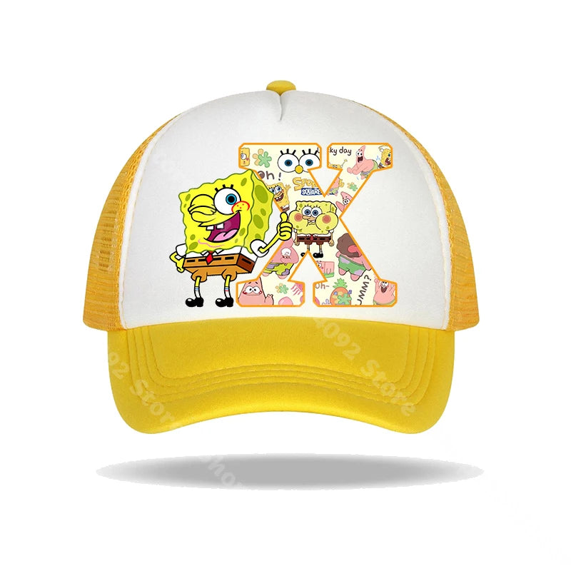 SpongeBob SquarePants basebollkeps för barn och vuxna med bokstavstryck, solhattar, anime, tecknad film, justerbara kepsar med skärm, sommarhattar, vardagshattar, ny