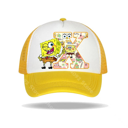 SpongeBob SquarePants basebollkeps för barn och vuxna med bokstavstryck, solhattar, anime, tecknad film, justerbara kepsar med skärm, sommarhattar, vardagshattar, ny