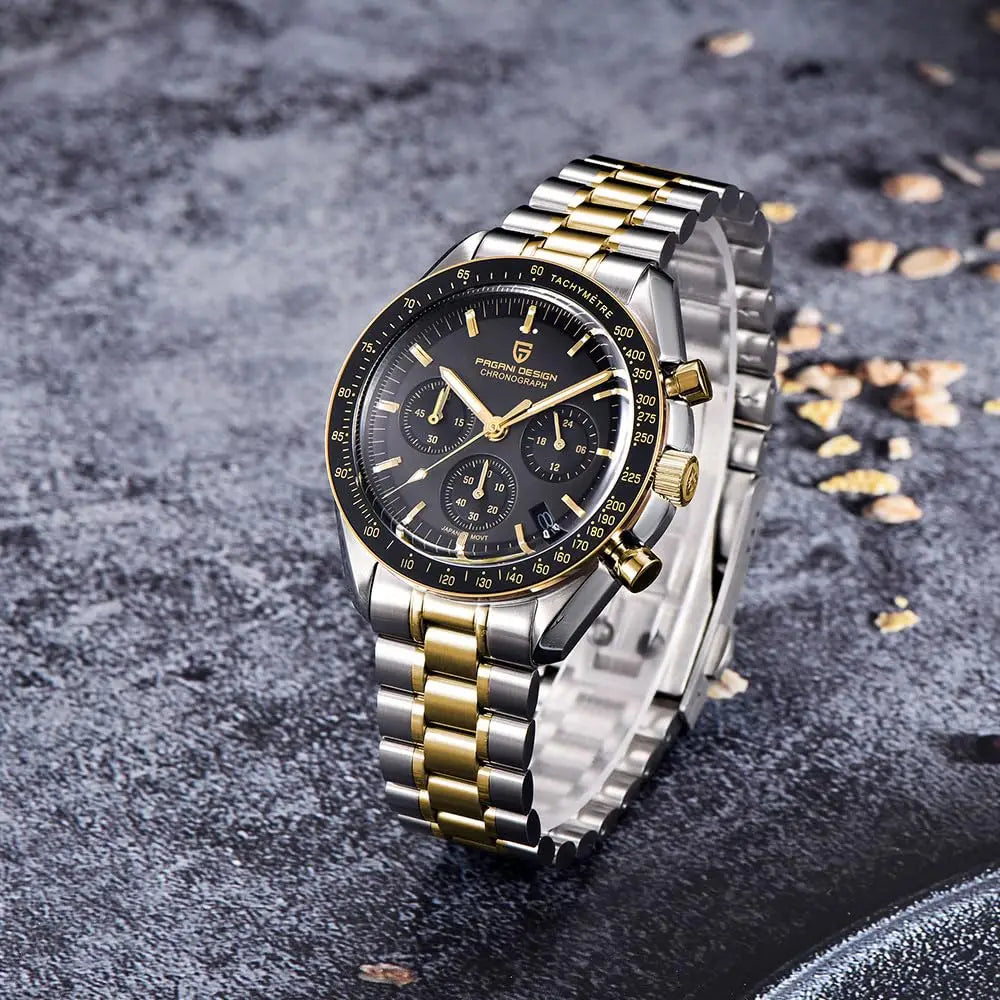 PAGANI DESIGN 2026 New Moon Watch Retro Luxury Quartz Watches For Men Stainless steel Luminous waterproof Sport Chronograph Man