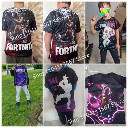 Boys Girls Cartoon T-shirt Fortnite Tshirt Battle Royale 3D 3 To 14 Years Victory Royale Game Kids Tops Teen Clothes