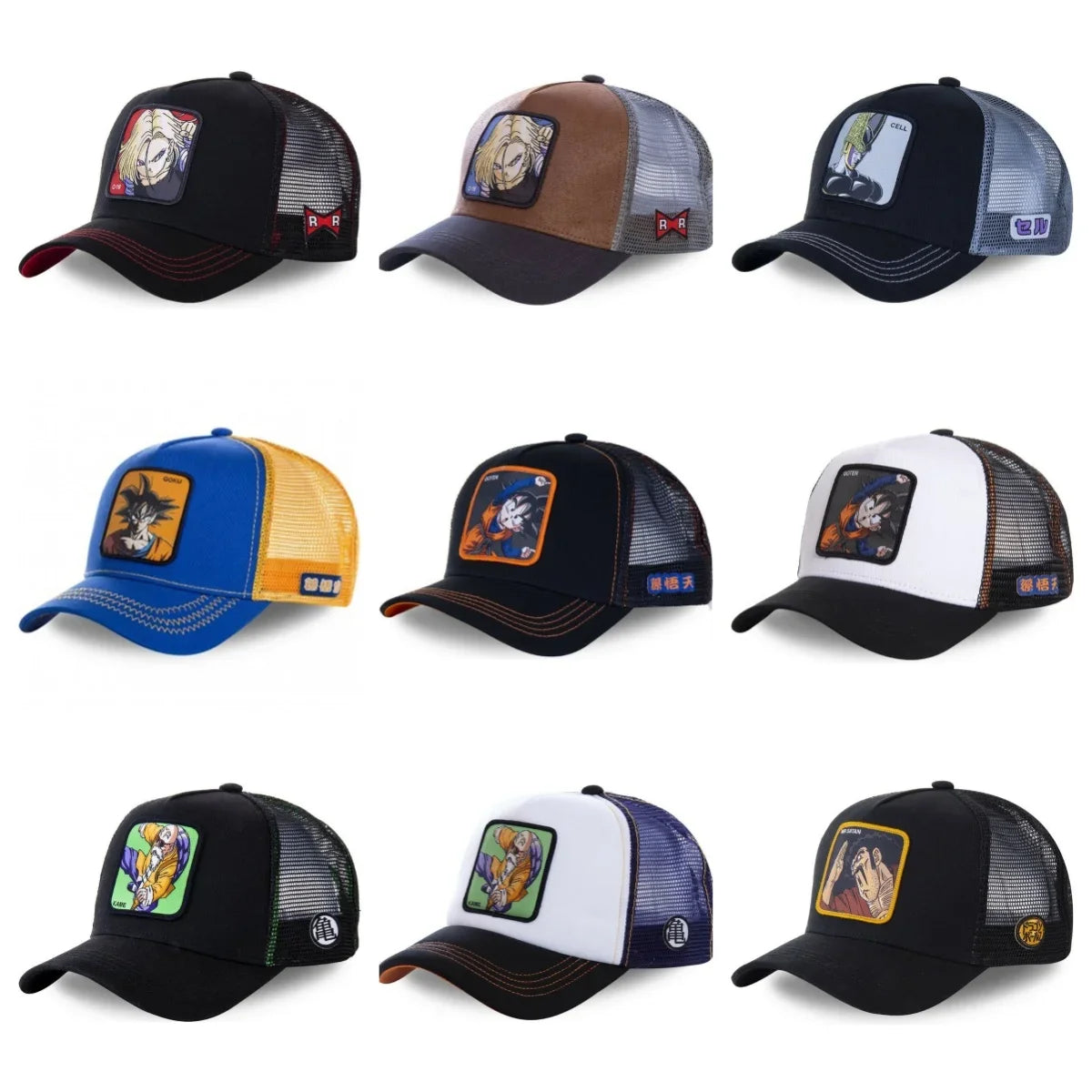 ALL Styles Dragon Ball Baseball Cap Snapback Peaked Cap Men's Embroidery Hip-Hop Cap Style Sun Visor Adjustable Trucker Mesh Cap