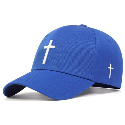 Unisex Cross Embroidery Baseball Caps Outdoor Adjustable Spring and Autumn Casual Sunscreen Hat