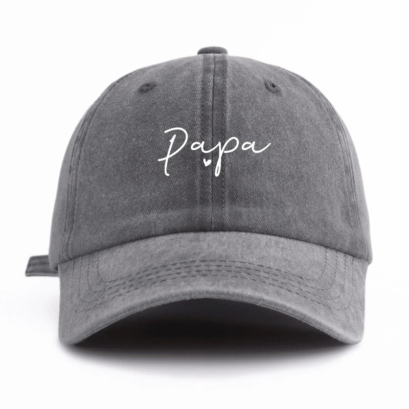 1Pc PAPA Print Washed Baseball Cap,Classic Casual Retro Adjustable Lightweight Sun Protection Versatile Driver Cap for DailyWear