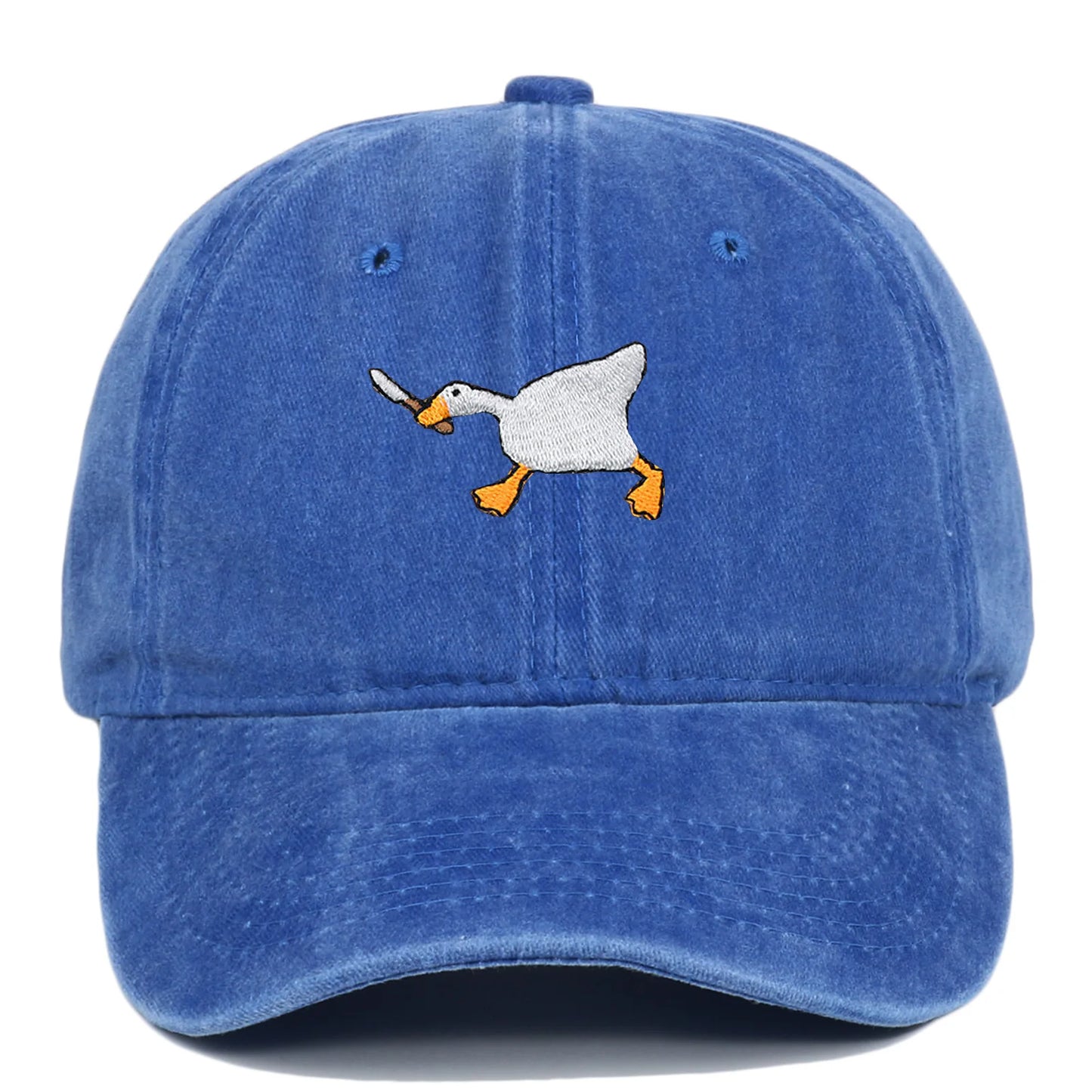 Embroidered baseball cap with goose pattern for men and women, casual and fashionable city style duckbill cap