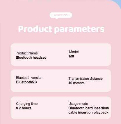 RGB Cat Ear Bluetooth Headphones For Girls Gradient Wireless Headphones With Microphone Stereo Music Game Earphones Kids Gifts