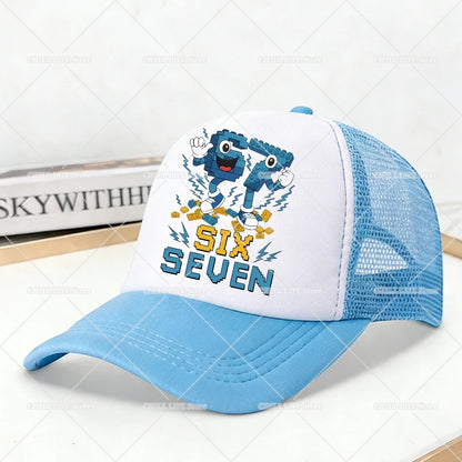 Steal A Brainrot Mesh Baseball Caps Cartoon 67 Six Seven Adult Kids Sports Hats Boys Girls Summer Outdoor Sunshade Peaked Caps