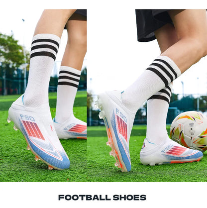 Men Soccer Shoes Training Football Boots Indoor Sneakers TF Long Spikes Match Futsal Ultralight Breathable Cleats Drop Shipping