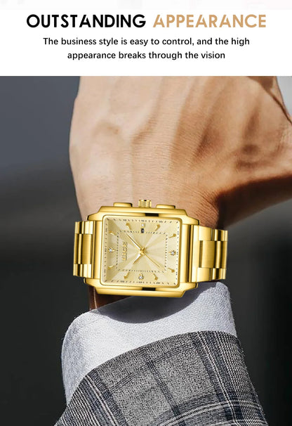 Relogio Masculino LIGE Fashion Military Watch Men Square Mens Watches Top Brand Luxury Waterproof Quartz Chronograph Wristwatch