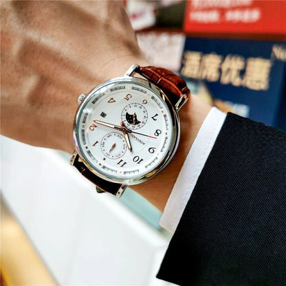 High-End Luxury Men's Mechanical Watch, Fully Automatic Skeleton Design, Fashionable Business Casual Niche Versatile Stylish Trendy Men's Wristwatch, Best-Selling Watch, Top Choice for Men's Gifts, Brand Name Watch, Preferred