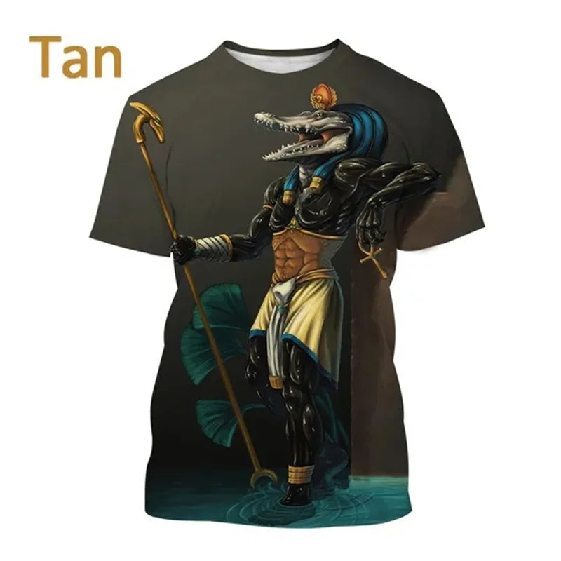 Grim Reaper Anubis T-shirts 3D-tryckt forntida egyptisk gud T-shirt Egyptens öga Farao Mode Harajuku kortärmad T-shirt