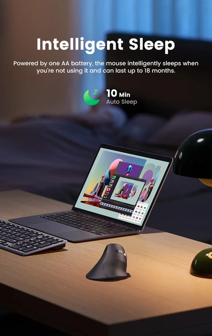 Trådløs mus Bluetooth 5.0 2.4G ergonomisk 4000DPI med 6 lydløse knapper til MacBook, tablet, bærbare computere, computer og PC