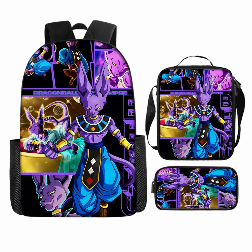 Dragon Ball 3Pcs/Set Backpacks Goku Vegeta Cartoon Print Lunch Bag Pencil Bags Student Casual School Bags Return To School Gift