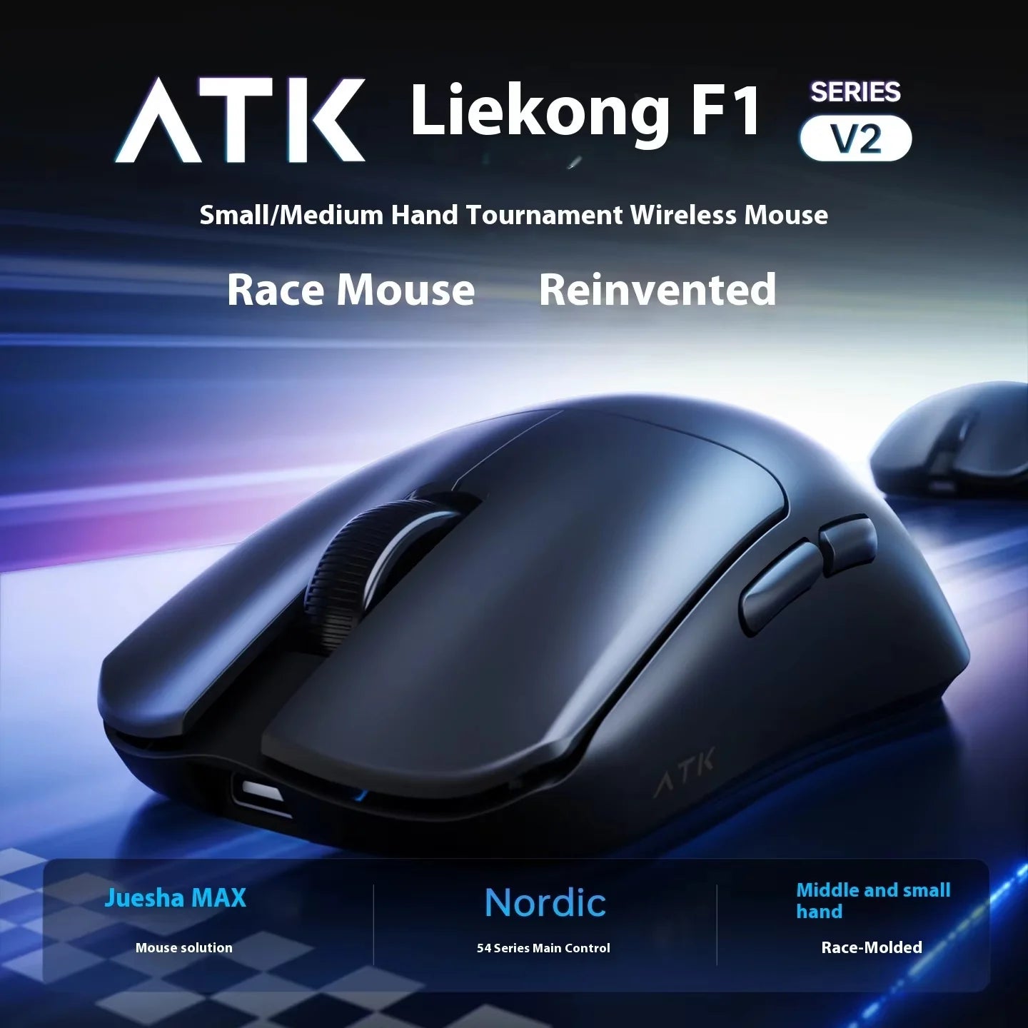 Mouse gaming ATK F1 V2 Ultra MAX wireless tri-mode PAW3950, dublu 8k, ușor, ergonomic, mouse esports, accesoriu PC personalizat
