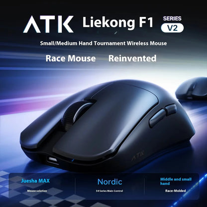 Mouse gaming ATK F1 V2 Ultra MAX wireless tri-mode PAW3950, dublu 8k, ușor, ergonomic, mouse esports, accesoriu PC personalizat