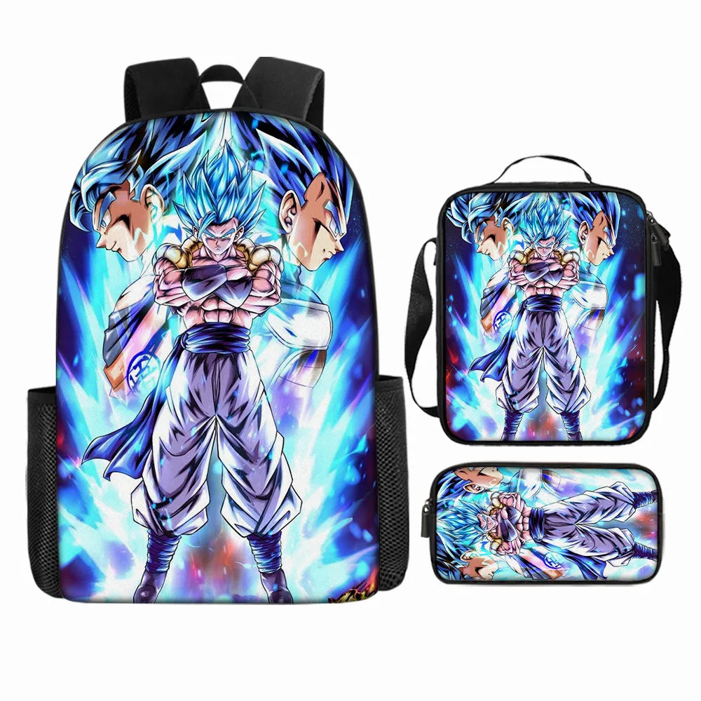 Dragon Ball 3Pcs/Set Backpacks Goku Vegeta Cartoon Print Lunch Bag Pencil Bags Student Casual School Bags Return To School Gift