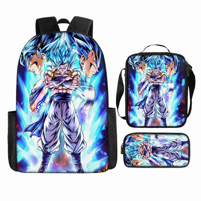 Dragon Ball 3Pcs/Set Backpacks Goku Vegeta Cartoon Print Lunch Bag Pencil Bags Student Casual School Bags Return To School Gift