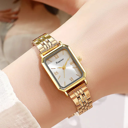 Rectangular Gold Watch Women Adjustable Stainless Steel Strap Ladies Watch Luxury Gift Quartz Wristwatches Relojes Para Mujer