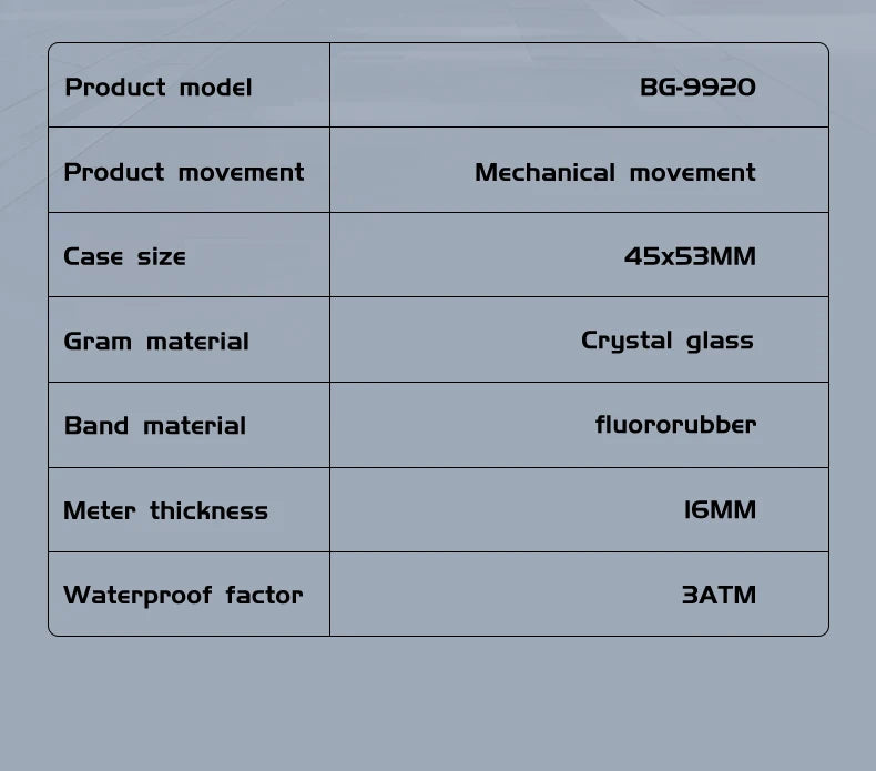 BONEST GATTI Automatic Watch Tonneau Mechanical Wristwatch K9 Crystal Case Rubber Strap Multi Dial Watches For Men