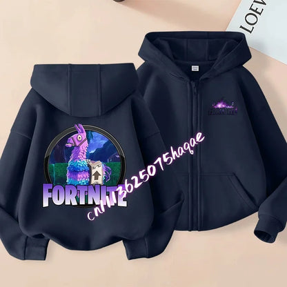Nowa dziecięca bluza z kapturem Fortnites na zamek, kreskówkowa anime, casualowa i oddychająca kurtka dla chłopców, odzież dziecięca na wiosnę 2026