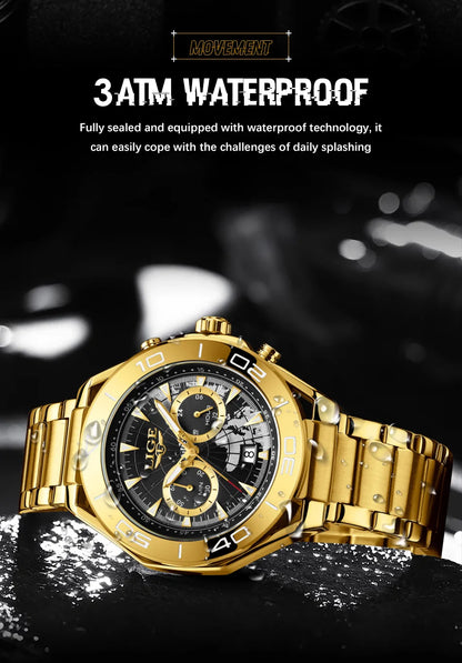 LIGE Top Brand Luxury Mens Watches Casual Business Watch Men Fashion Waterproof Military Men's Quartz Wristwatch Montre Homme