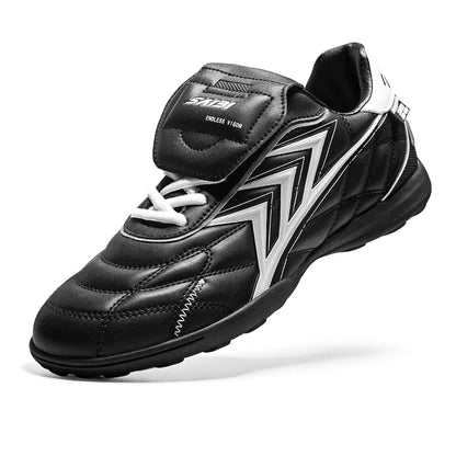 Chaussures de football pour hommes FG pour terrain ferme, tige en PU souple, crampons en caoutchouc renforcés, pour adultes, pour les matchs de football en plein air et l'entraînement sur pelouse.