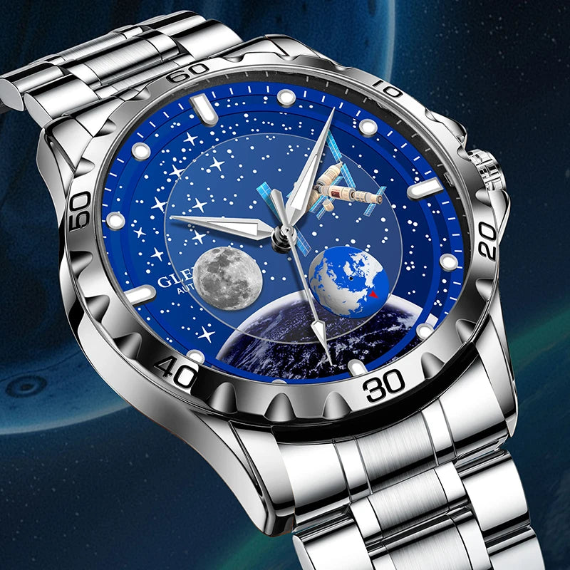 Glenaw Top Luxury Moon Rotation Stylish Personalized Fully Automatic Mechanical Men's Luminous Waterproof Watch