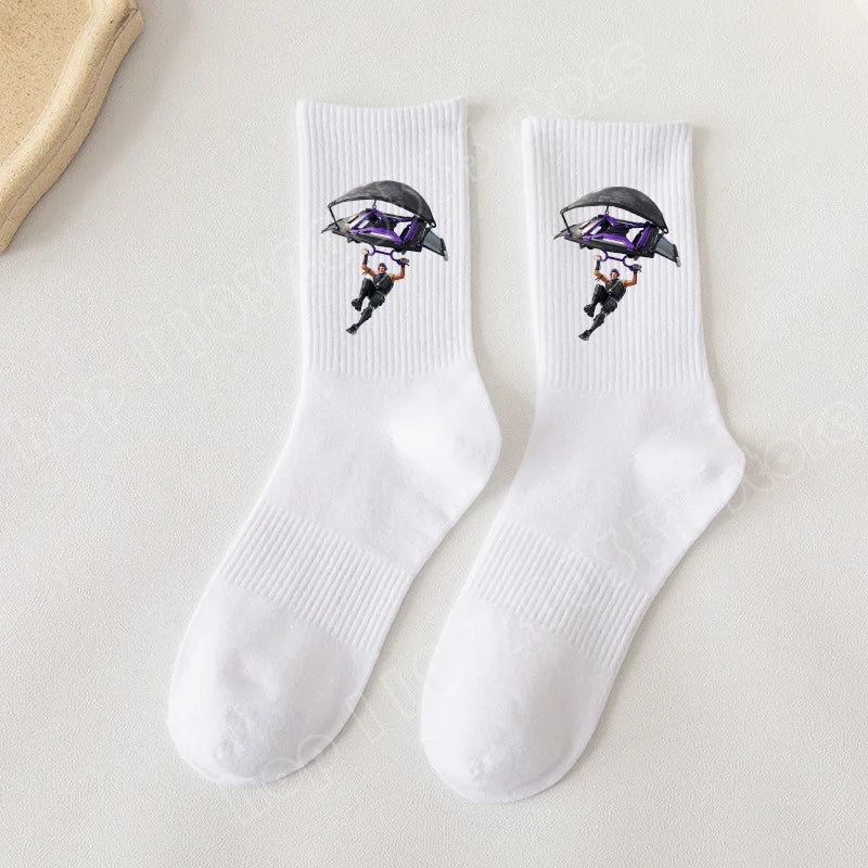 Fortnite Socks Cartoon Game Character Long Sock for Kids tudents in Spring and Autumn Solid Color Cotton Socks Birthday Gifts