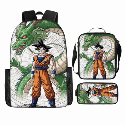 Dragon Ball 3Pcs/Set Backpacks Goku Vegeta Cartoon Print Lunch Bag Pencil Bags Student Casual School Bags Return To School Gift