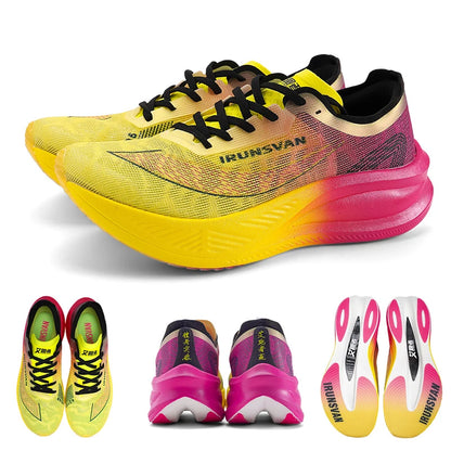 IRUNSVAN Men Professional Marathon Running Shoes Nylon Carbon Plate Road Sports Shoes Lightweight Women Trainers Sport Sneakers