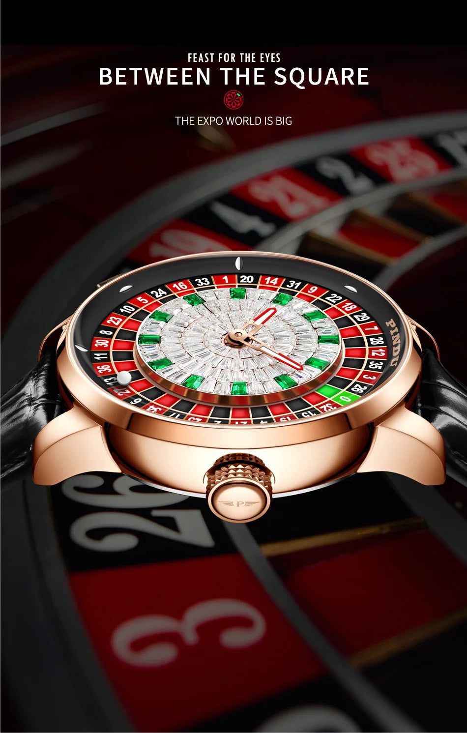 PINDU Design New NH35A Mechanical Watches Men Push Button Turn Russian Roulette Game Sapphire Mirror Diamond Dial Men's Watch