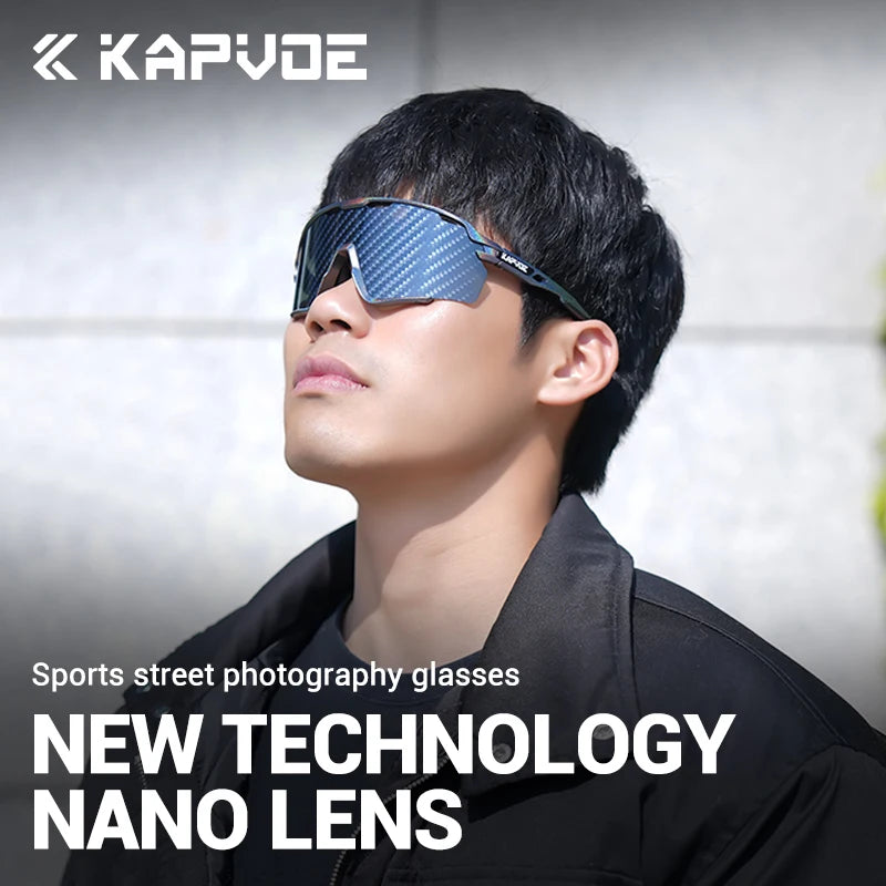 KAPVOE New Technology Nano Lenses Cycling Glasses Outdoor Sports Sunglasses Men Women Road Bike MTB Bicycle UV400 Hiking Goggles