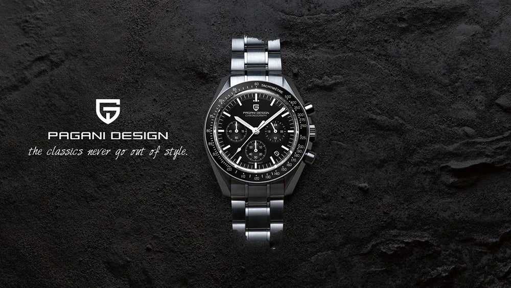 PAGANI DESIGN 2026 New Moon Watch Retro Luxury Quartz Watches For Men Stainless steel Luminous waterproof Sport Chronograph Man