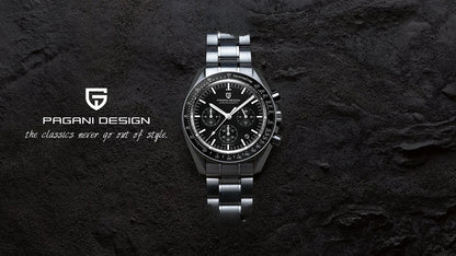 PAGANI DESIGN 2026 New Moon Watch Retro Luxury Quartz Watches For Men Stainless steel Luminous waterproof Sport Chronograph Man
