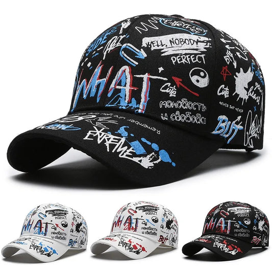 Șapcă de baseball unisex din bumbac cu imprimeu graffiti, pentru femei și bărbați, snapback trendy stil hip-hop, pentru exterior