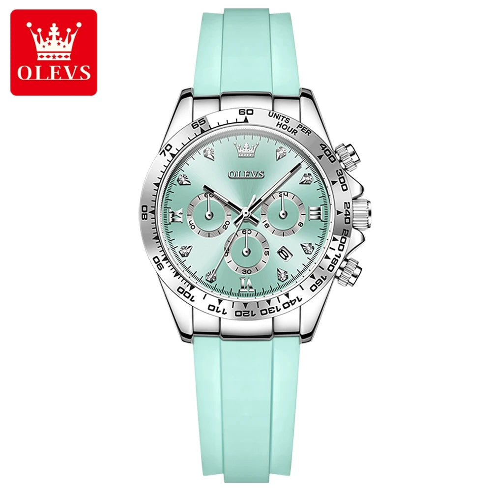 OLEVS 5618 Woman Watch Silicone Strap Luxury Brand Original Quartz Watch for Women Auto Date Waterproof Chronograph Ladies Clock
